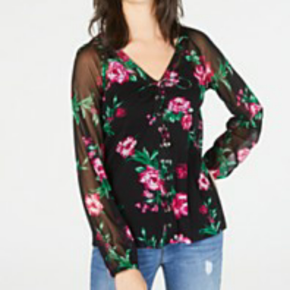 INC International Concepts Sheer Tie Up Top